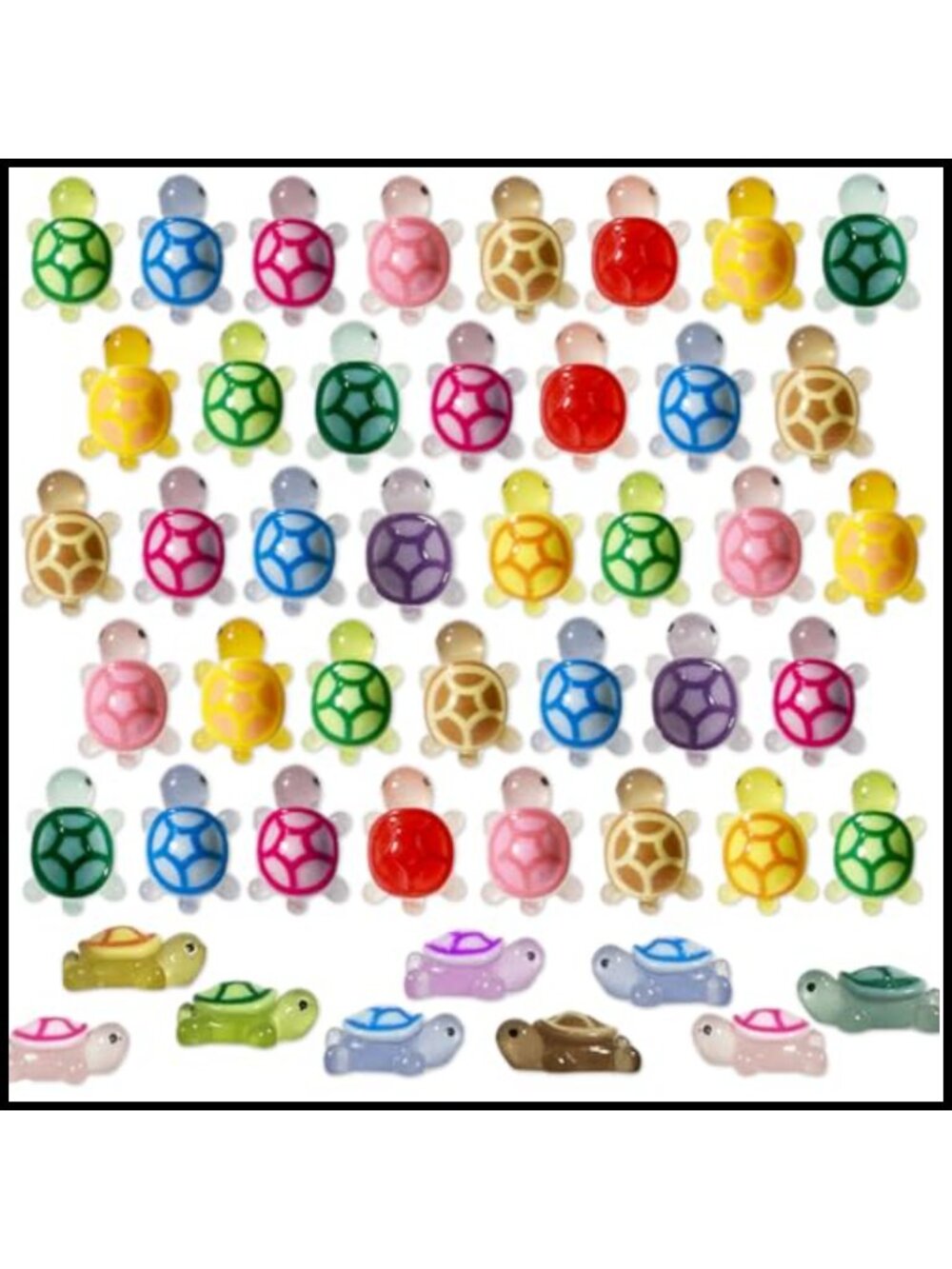 Mini Resin Turtle Figurines Set Luminous Home Garden Decor